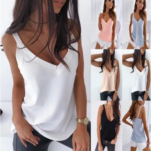 Tank Tops Summer Sexy V-Neck Sleeveless Blouse Shirt Women Elegant Solid Loose Hollow Out Tops Lady Off Shoulder Plus Size Blusa
