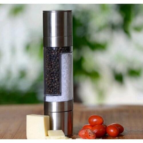 Pepper Grinder 2 in 1 Stainless Steel Manual Salt Pepper Mill Grinder Seasoning Kitchen Tools Grinding for Cooking Restaurants