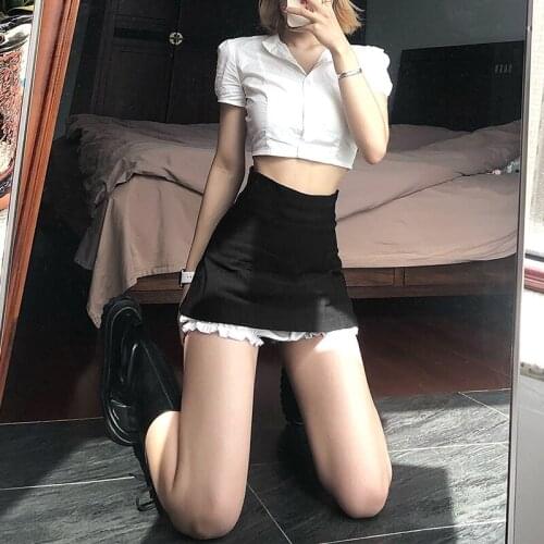 New Summer Harajuku Hot Girl Kawaii Black Slim Skirts Streetwear Fashion Punk High Waist Mini Skirt