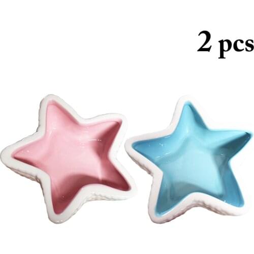 2PCS Mini Ceramic Bowl Small Pet Hamster Cute Star Pet Bowls Pet Food Water Bowl For Small Pet Pet Feeding Supplies