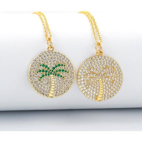 EYIKA Trendy Big Coconut Tree Pendant Necklace Gold Silver Plated Mix Color Zircon Cat High Heels collares de moda Women Jewelry