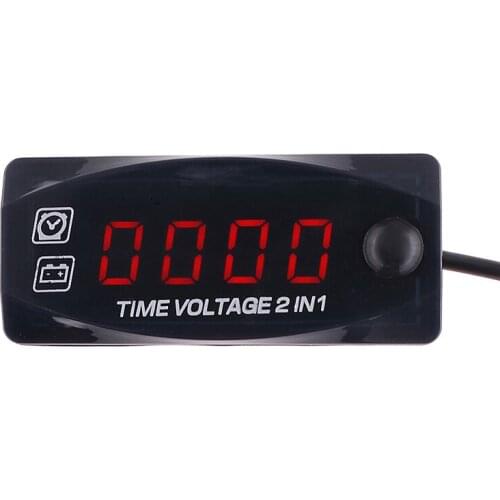 Motorcycle Clock Voltmeter Electronic Clocks 2 In 1 Multifunctional Gauge Waterproof Dust-proof LED Digital Display Indicator