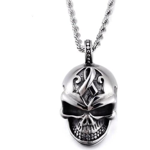 Titanium steel pendant Mens personality exaggerated three-dimensional skull pendant