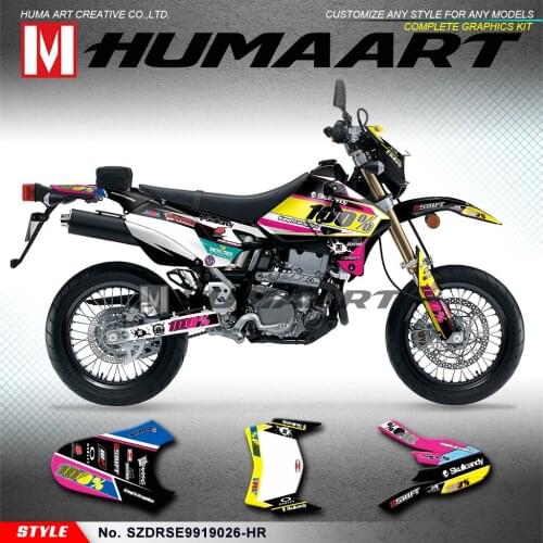 HUMAART Die Cut Sticker MX Graphics Deco Kit for DRZ400SM DRZ400E DRZ 400 SM Enduro DRZ400 SM E 1999 up to 2019 KLX 400R 02-04