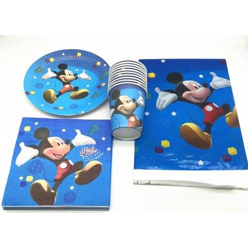 Disney Mickey Mouse Theme 61pcs Birthday Party decoration Paper Cup Plate Napkin Tablecloth Baby shower Tableware Sets Supplies