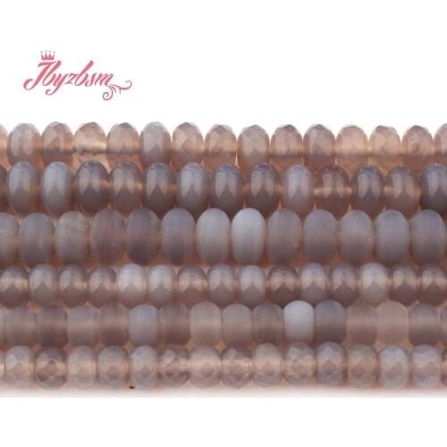 Natural Gray Agates Rondelle Bead Loose Spacer 3x6/4x8mm Natural Stone Beads For DIY Necklace Bracelet Jewelry Making Strand 15"