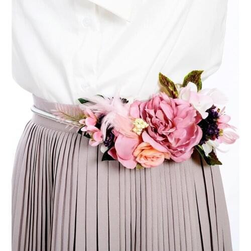 Delicate Floral Belts Vintage Flowers Waistband for Ladies Elegant Womens Fashion Gold/Silver Metal Chain