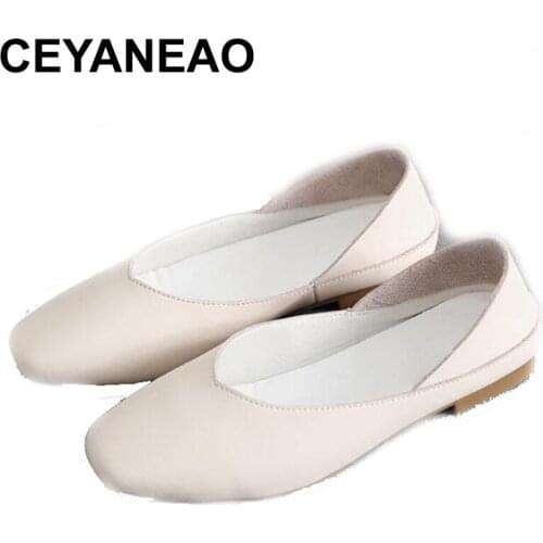 CEYANEAO 2019 New For women sandals made of genuine leather by hand. Shoes without heels; fashionable high quality ballet flats