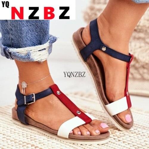 Womens Large Size Sandals 2021 Summer New College Style Low Heel Wedge Casual Sandals Fashion Ladies Sandals Footwear 35-43