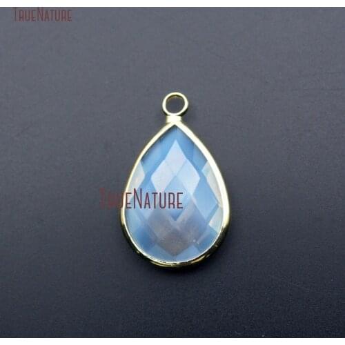 20pcs Gold Vermeil Bezel Setting Single Bail Charm Pendant Tear Drop Crystal Opal Charm Pendant PM19298