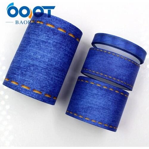 OOOT BAORJCT G-18524-302,10 yard 25/38 mm jeans series Printed grosgrain ribbons,DIY Hair accessories Material wedding gift wrap