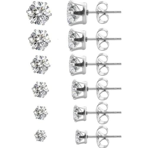 1Set The Latest Round Zircon Earrings Europe and The United States Simple Stud Earrings Zircon Earrings
