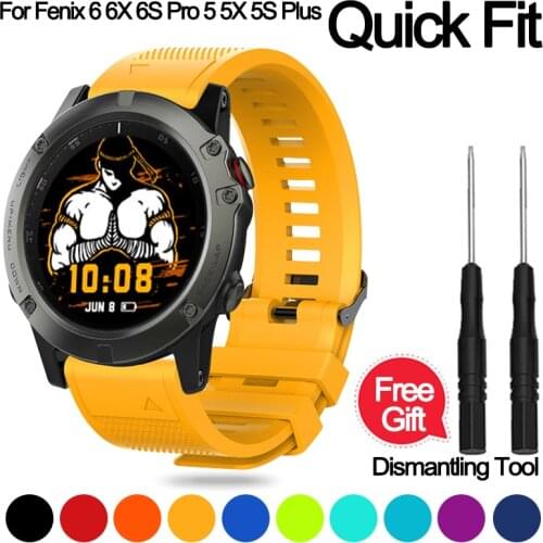 20mm 22mm 26mm Watch Band Strap For Garmin Fenix 3 5 5X 5S Plus 6 6X 6S Pro Quick Release Silicone Bracelet For Forerunner 935