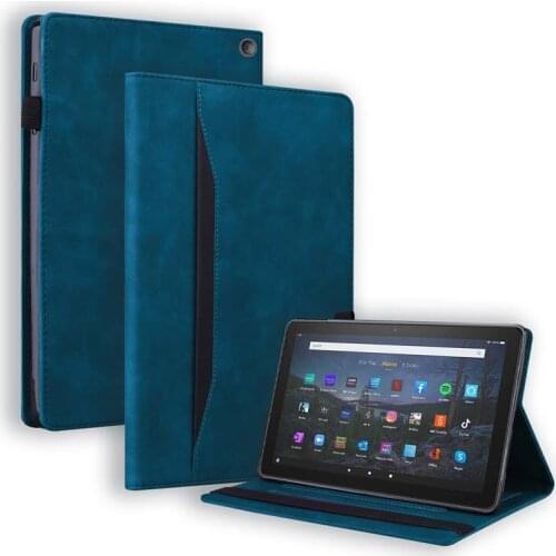 Luxury Business Case For Amazon Fire HD10 2021 / Fire HD 10 Plus 2021 Front Stand PU Leather Wallet Cover