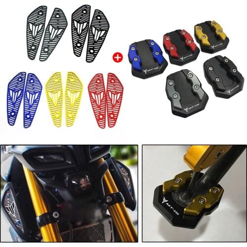 SEMSPEED Motorcycle CNC MT-15 logo Air Intake Cover Foot Side Stand Kickstand Pad Extension Kit For YAMAHA MT15 2018 2019 2020