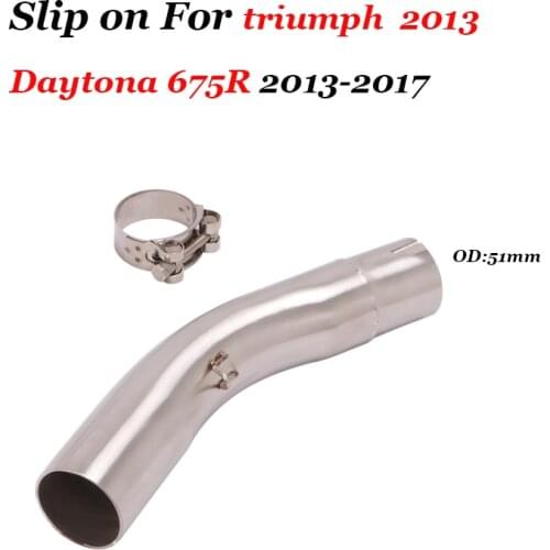 Mid Exhaust Pipe Connection Silencer Connection Modified 51Mm Slip On For Triumph 2013 Daytona 675R 2013 2014 2015 2016 2017