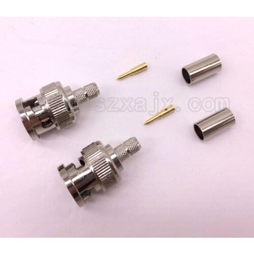 RUS Stock 50pcs BNC Male Plug Crimp Connectors for RG58 RG142 LMR195 RG400 cable fast ship