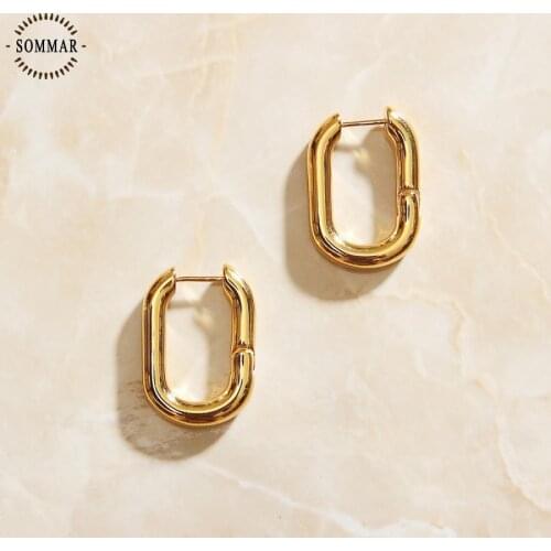 SOMMAR 2020 hot selling Earrings for Women Gold Tone brass Square Hoop Earring Her Gift for femaie