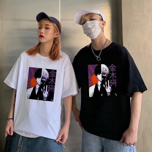Tokyo Ghoul Anime Manga T Shirt Men Kaneki Ken Cartoon Cool Loose Oversized T-shirt Male Japanese Fashion Unisex Harajuku Tops