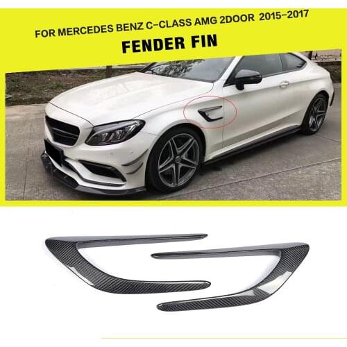 Carbon Fiber / FRP Black Side Fender Vents Trims Canards Fins for Mercedes-Benz C-Class W205 C63 AMG Coupe 2015 2016 2017