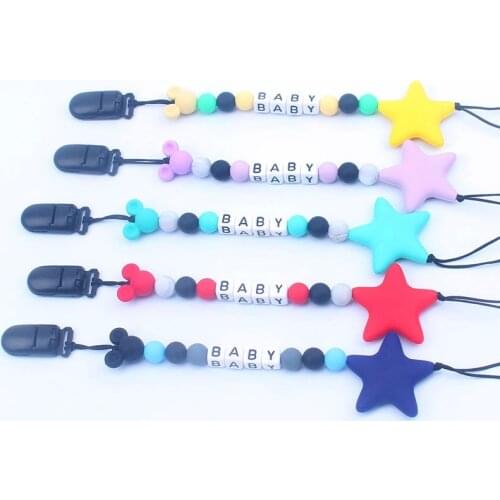 1pc New Baby Soft Silicone Pacifier Clips Cartoon DIY Funny Pacifier Chain Infant Feeding Teething Chew Toys Toddle Dummy Clips