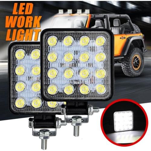 2Pcs 4x4 48W LED Work Light Bar Square Flood Beam Off Road Led Light Bar Offroad Accessories For Jeeps For Trucks SUV