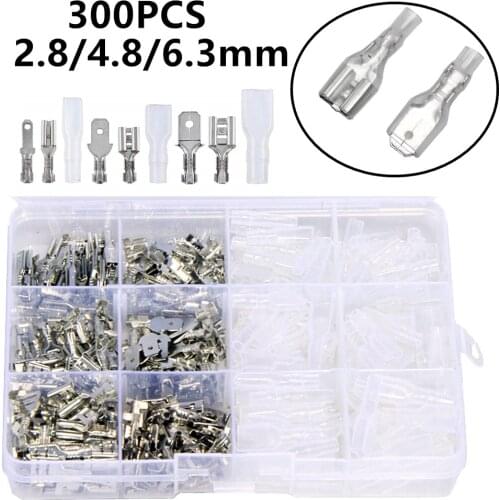 300PCS Assorted Crimp Terminals Insulated Male Female Wire Connector Electrical Wire Spade Connectors 2.8/4.8/6.3mm Kit