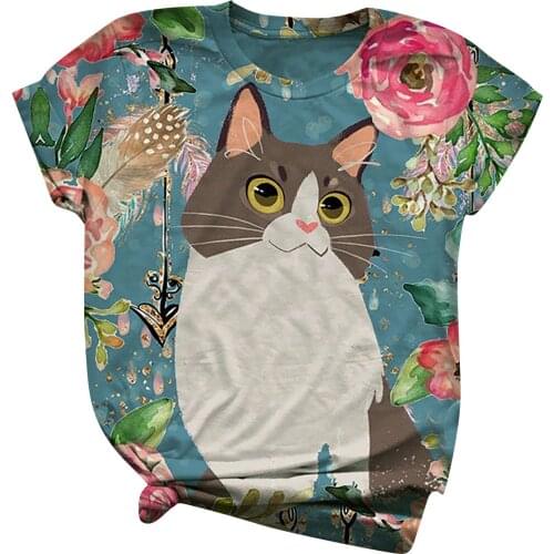3D Animal Shirt Plus Size 5XL Cat print Short-sleeved Couple T-shirt Animal Top Streetwear 2021 new Summer Clothes Tee Tops A20