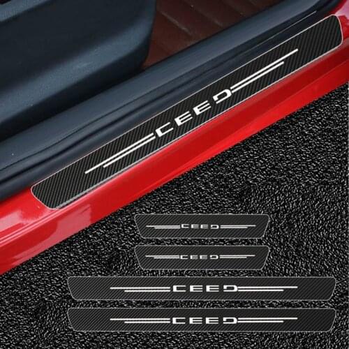 4pcs Carbon Fiber Door Sill Guards Sticker for Kia Ceed JD GT SW Accessories 2021 2020 2019 2018 2015 2013 2012 2011 2010 2009