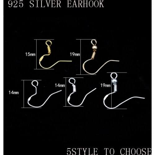 40p DIY Earring Findings Earrings Clasps Hooks Fittings DIY Jewelry Making Accessories 925 Sterling Silver Hook Earwire Jewelry
