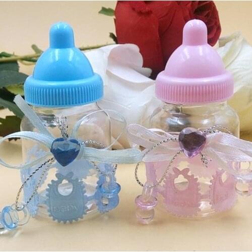Baby Shower Gift Blue Boy Pink Girl Baptism Christening Birthday Party Favors Gift Favors Candy bottle candy 50pcs