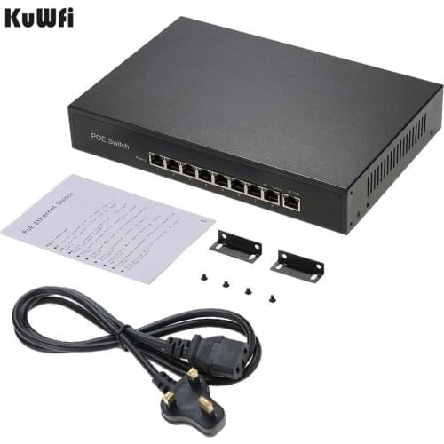 9 Ports 10/100Mbps Network Switch IEEE 802.3af POE Switch Fast Network Power15.4W/30W over Ethernet for Cameras/AP
