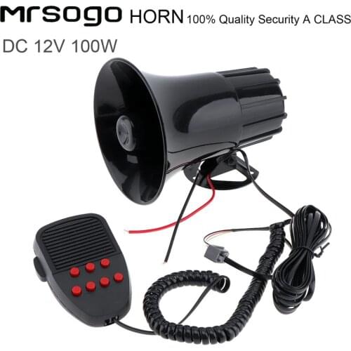 100W 12V 7 Sounds Car Truck Speaker Loud Siren Horn 105db Alarm horn with MIC Microphone Mounting Bracket for Cars Vehicles