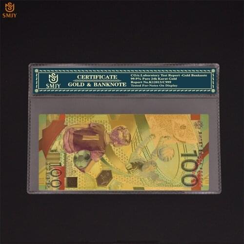 Russian Gold Banknote 100 Rubles in Plated Gold 999 Paper Money Collection For 2018 World Cup Soccer Note