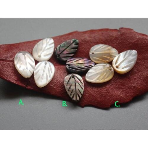 5pcs / bag natural shell black / white shell leaf shaped beads jewelry making DIY necklace bracelet earrings jewelry accessories