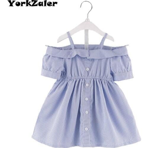 Dresses Girls Summer Girls Party Dress Children Short Sleeves Casual Striped Clothing Girls Clothes Birthday Gift Drop Shipping