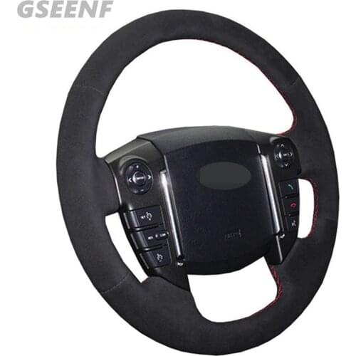 Car Steering Wheel Cover For Land Rover Discovery 4 2010-2016 Range Rover Sport 2010-2 Black Hand-stitched Suede