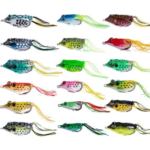 Hengjia 18pcs Multi Color Frog Lure Kit Artificial 3D Lifelike Lures Topwater Floating Fishing Bait