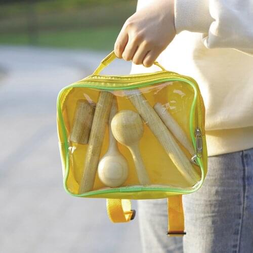 Toddler Musical Instrument Toy Wooden Sand Hammer Shaker Bell Percussion Set Kids Educational Toy Baby Hand Bell with Carry Bag