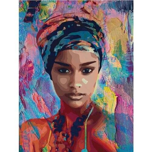 JMINE Div 5D african american Woman Lady Full Diamond Painting cross stitch kits art Portrait 3D paint by diamonds