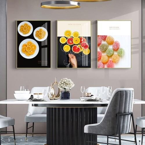 Food Fruit Canvas Painting Orange Color Candy Kitchen Decoration Poster Wall Picture Restaurant Coffee Chalk Painting Art Prints