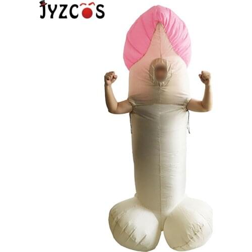 JYZCOS Adult Costume Dick Inflatable Halloween Costumes Funny Sexy Vivid Penis Dick Shaped Fan Operated Inflatable Costumes