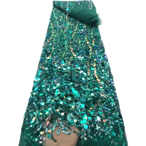 Embroidery Lace Fabric JRB-6.62003 Hot Selling Shinny Mixed Big and Small Sequins Material African Fabric for Party Dress