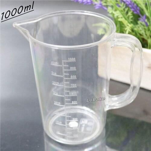 High quality 1000ml hard PC polycarbonate measuring cup mug with detail measure sizes marks handle for kitchen measuring cup set