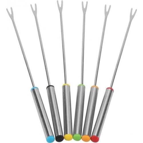 Stainless Steel Chocolate Fork Cheese Pot Hot Forks Fruit Dessert Fork Fondue Fusion Skewer Kitchen Tools 6pcs/Set