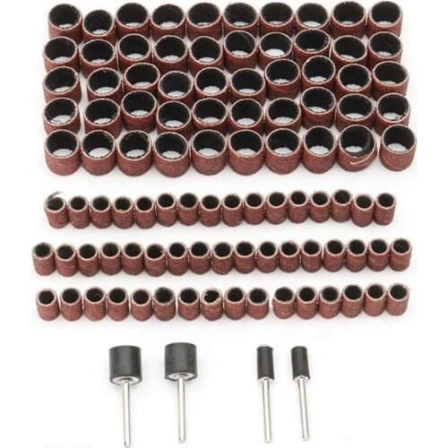 100pcs Sanding Band With Shank Sanding Drum Kit And 1/4 inch 1/2 inch Mandrels For Dremel and Rotary Accessories Abrasive Tool