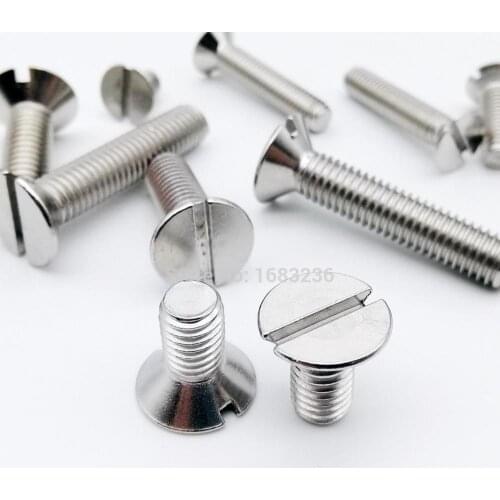 10/50pcs High Quality M3 M4 M5 M6 M8 304 A2 stainless steel GB68 Slotted Flat Countersunk Head Screw Bolt length=5-100mm
