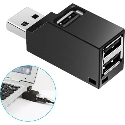 Mini USB 2.0 Hub 3 Ports Portable USB Hub 480 Mbps High Speed Slim Hub USB Splitter Black/White for Laptop Computer Use