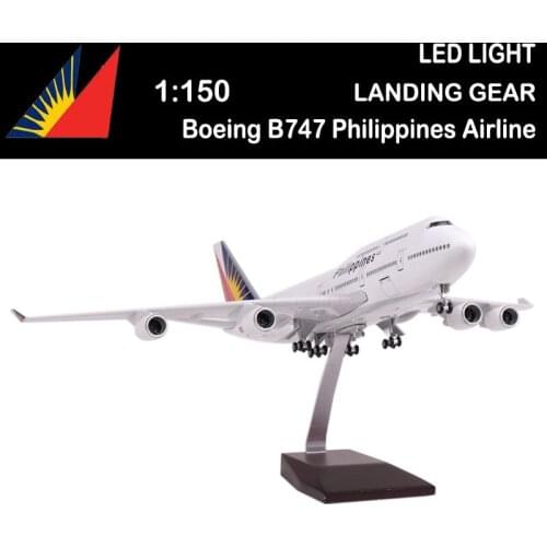 47CM Boeing 747 B747 Model Philippines Airlines Landing Gear Wheels Aircraft Plane Collectible Toy Airliner Adult Gifts Display