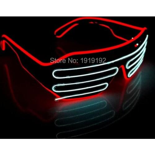 Fashion Double Color Glow LED EL Glasses Wire sunglasses Light Up Shades Flashing Rave Festival Party Bright Glasses New